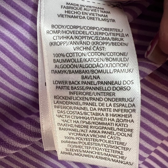 Lauren Ralph Lauren Plus-Size Striped Broadcloth Shirt Lavender/White 1X PLUS SZ - Picture 5 of 9